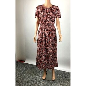 Evereve NWT Midi Dress Women's XL Multicolor Preppy Smocked Spring Vacation